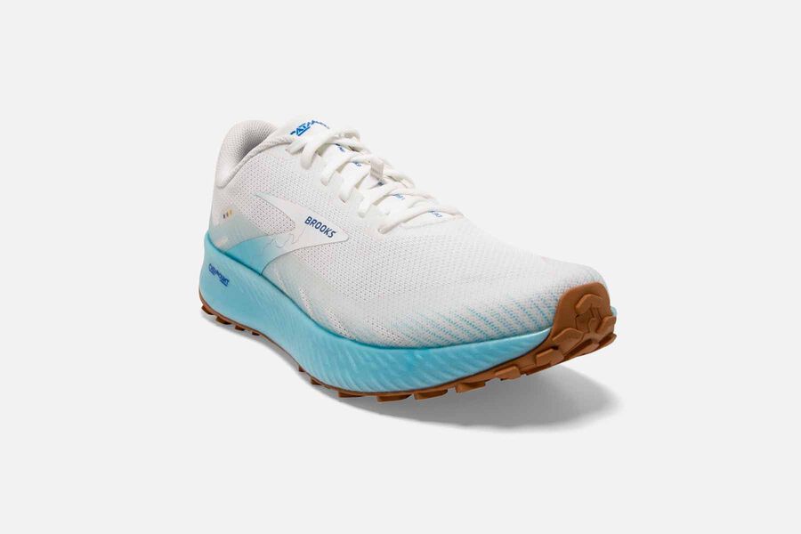 Catamount Trail Brooks Running Shoes NZ Mens - White/Blue - BAMNVQ-942